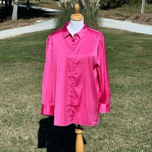 Lucyswhims| Drop Button Up Blouse | Fuchsia Pink | Size Large#544